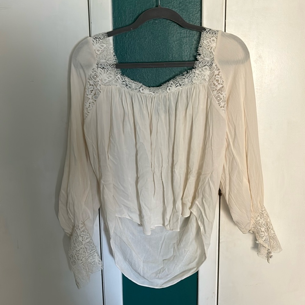 Ivory Free People Lace Blouse
